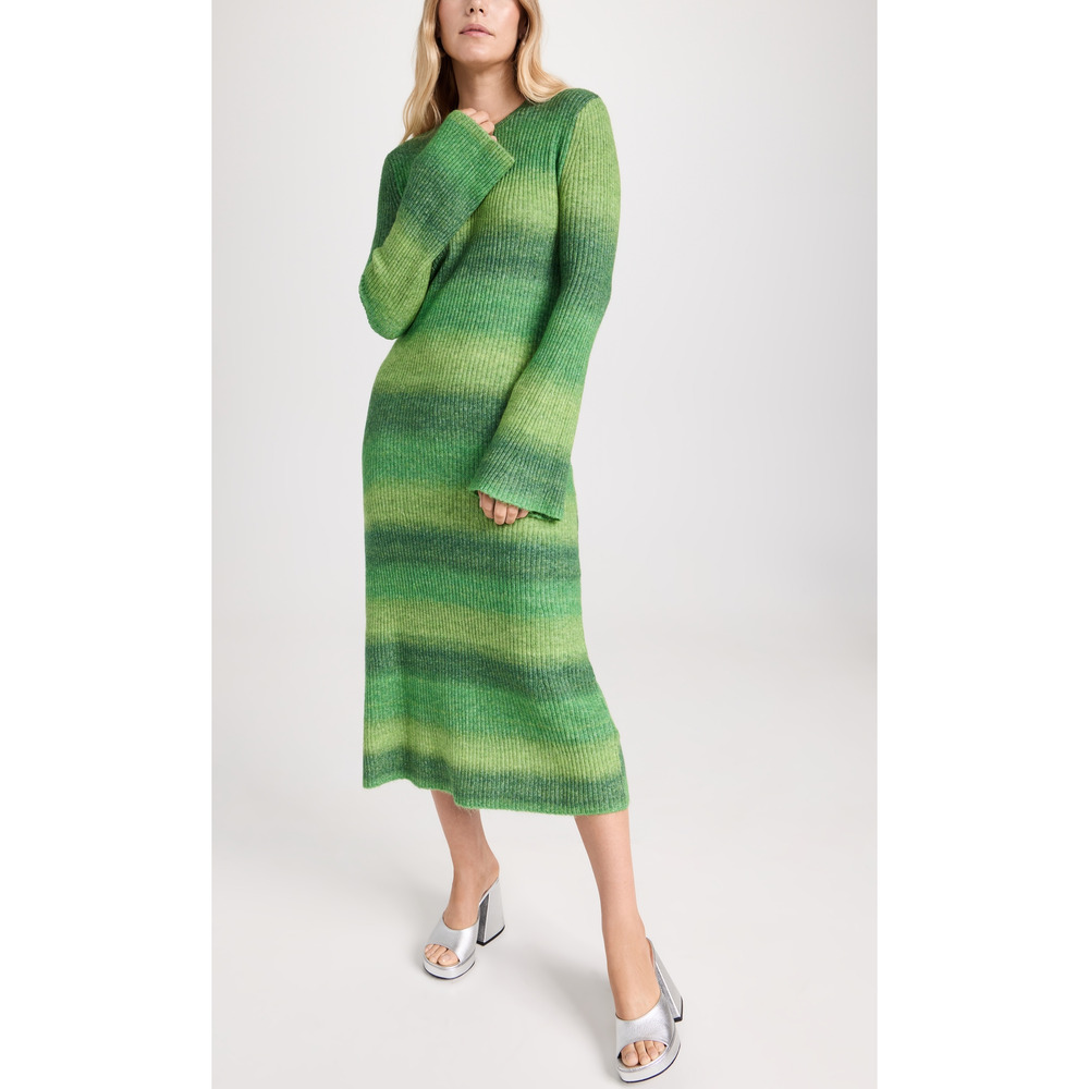 slim fit dress slacks SIMON MILLER Loch Poplin Button Up Top in Green Striped Combo – Chayse  Clothing main image 1